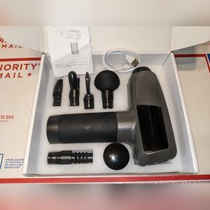 Massage Gun Black Rechargeable Cordless Deep Tissue Percussion Massage Gun NEW